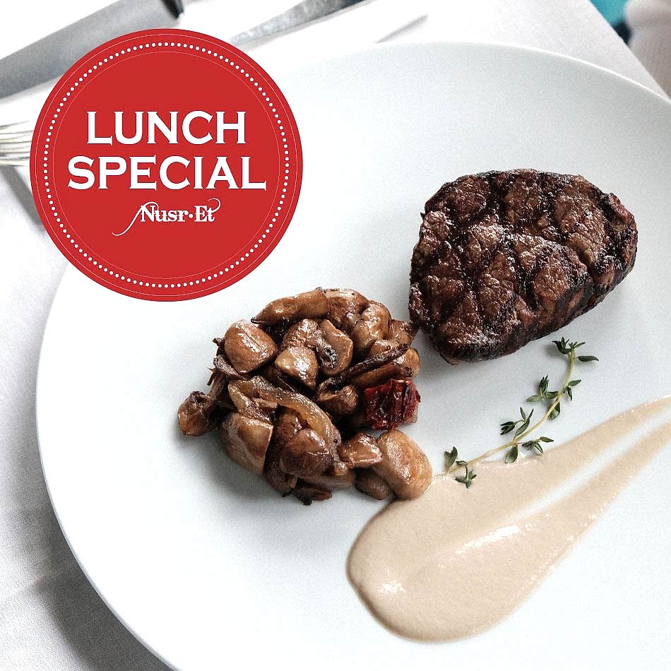 Nusr-Et Steakhouse 39$ Öğle Yemeği Menüsü: Başlangıç, Ana Yemek ve Tatlı Seçenekleriyle